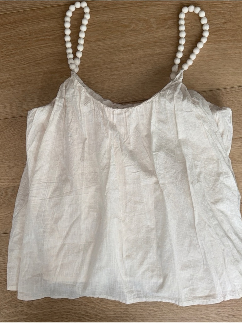 a new day White Beaded-strap Cotton Camisole